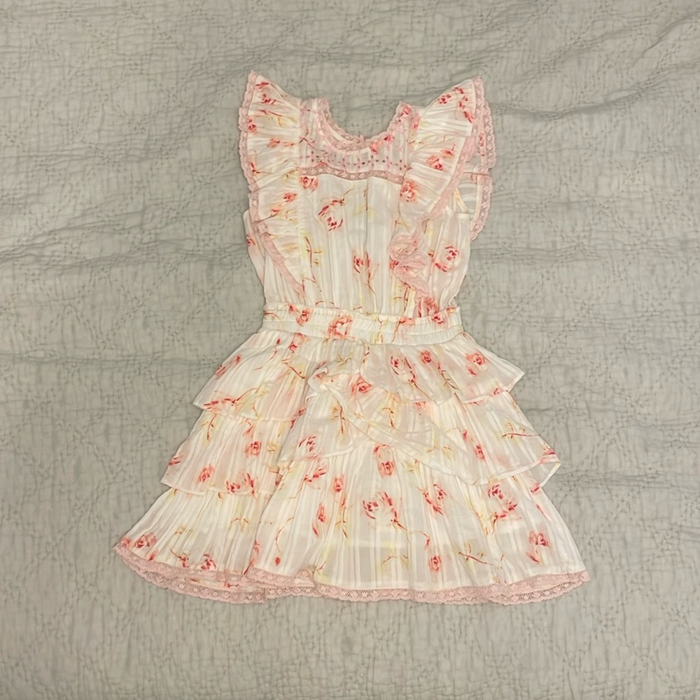 LoveShackFancy Blush and Ivory Ruffle Dress